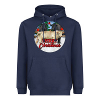 Navy Merry Christmas Charolais Bull Heavyweight Hoodie - RanaPortraitStore