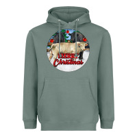 Sage Merry Christmas Charolais Bull Heavyweight Hoodie - RanaPortraitStore