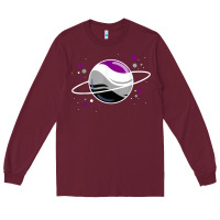 Burgundy asexual outer space planet ace pride t shirt Long Sleeve Tee - linhVisuals