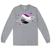 Heather Grey asexual outer space planet ace pride t shirt Long Sleeve Tee - linhVisuals