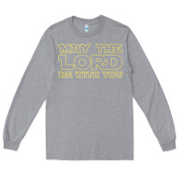 Heather Grey may the lord be with you by jesus surfed apparel co premium t shirt Long Sleeve Tee - linhVisuals