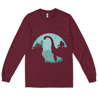 Burgundy bigfoot riding loch ness monster sasquatch ufo abduction pullover hood Long Sleeve Tee - linhVisuals