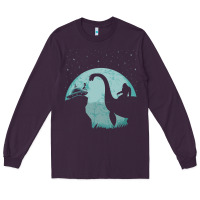 Plum bigfoot riding loch ness monster sasquatch ufo abduction pullover hood Long Sleeve Tee - linhVisuals
