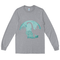 Heather Grey bigfoot riding loch ness monster sasquatch ufo abduction pullover hood Long Sleeve Tee - linhVisuals