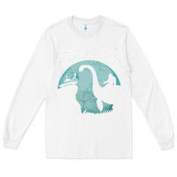 White bigfoot riding loch ness monster sasquatch ufo abduction pullover hood Long Sleeve Tee - linhVisuals