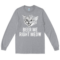 Heather Grey beer me right meow Long Sleeve Tee - linhVisuals