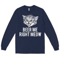 Navy beer me right meow Long Sleeve Tee - linhVisuals