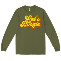 Army Green lets boogie shirt vintage dancing 1980s disco themed party t shirt Long Sleeve Tee - linhVisuals