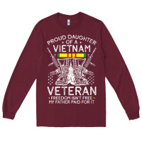 Burgundy womens proud daughter of a vietnam veteran freedom isn't free v neck t Long Sleeve Tee - linhVisuals