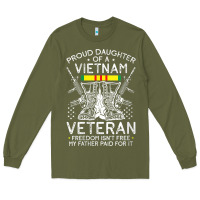 Army Green womens proud daughter of a vietnam veteran freedom isn't free v neck t Long Sleeve Tee - linhVisuals