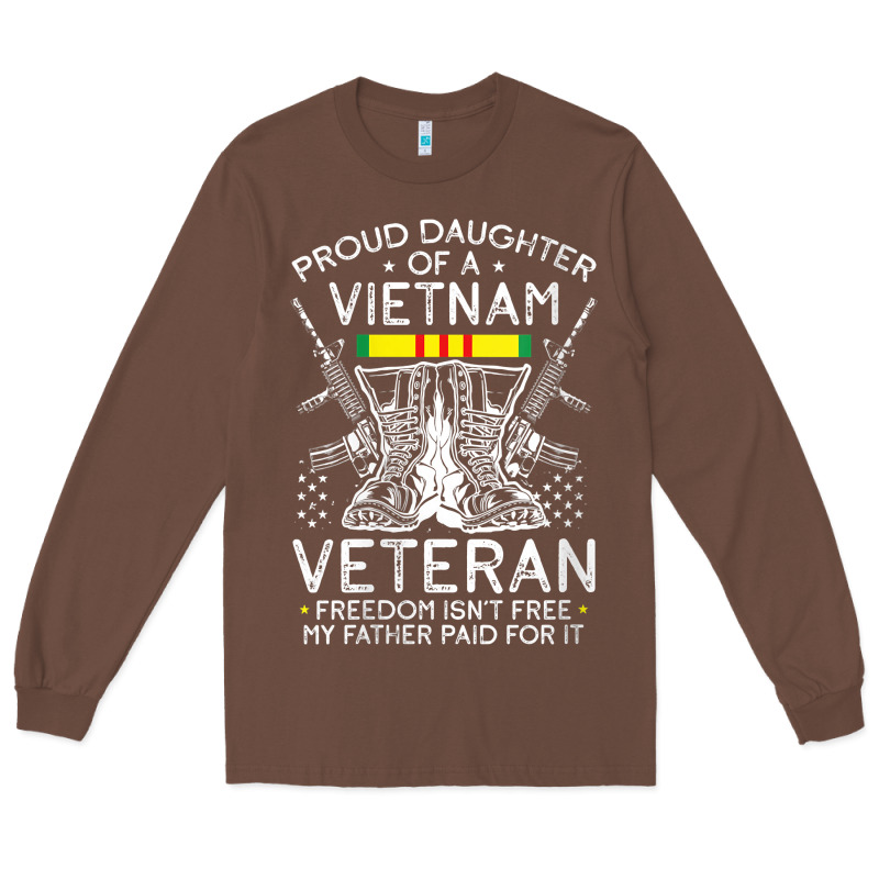 Womens Proud Daughter Of A Vietnam Veteran Freedom Isn't Free V Neck T Long Sleeve Tee by linhVisuals | Teevron