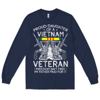 Navy womens proud daughter of a vietnam veteran freedom isn't free v neck t Long Sleeve Tee - linhVisuals