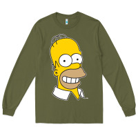 Army Green the simpsons homer simpson face sweatshirt Long Sleeve Tee - linhVisuals