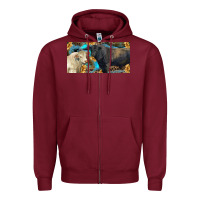 Burgundy Charolais and black angus bull with sunflower and leopard Zipper Hoodie - RanaPortraitStore