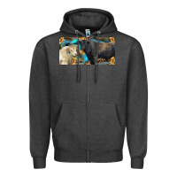 Charcoal Heather Charolais and black angus bull with sunflower and leopard Zipper Hoodie - RanaPortraitStore