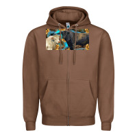 Chestnut Charolais and black angus bull with sunflower and leopard Zipper Hoodie - RanaPortraitStore