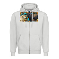 Dove Grey Charolais and black angus bull with sunflower and leopard Zipper Hoodie - RanaPortraitStore