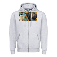 Heather Grey Charolais and black angus bull with sunflower and leopard Zipper Hoodie - RanaPortraitStore