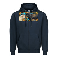 Navy Charolais and black angus bull with sunflower and leopard Zipper Hoodie - RanaPortraitStore