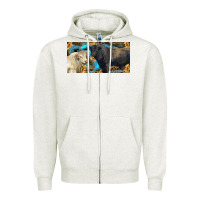 Oatmeal Heather Charolais and black angus bull with sunflower and leopard Zipper Hoodie - RanaPortraitStore