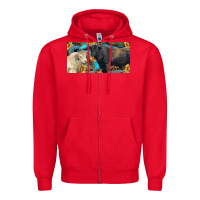 Red Charolais and black angus bull with sunflower and leopard Zipper Hoodie - RanaPortraitStore