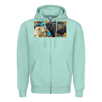 Charolais And Black Angus Bull With Sunflower And Leopard Zipper Hoodie | Teevron