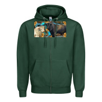 Sports Green Charolais and black angus bull with sunflower and leopard Zipper Hoodie - RanaPortraitStore