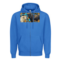 True Royal Charolais and black angus bull with sunflower and leopard Zipper Hoodie - RanaPortraitStore