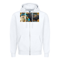 White Charolais and black angus bull with sunflower and leopard Zipper Hoodie - RanaPortraitStore