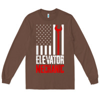 Elevator Mechanic American Flag Gift For Elevator Technician T Shirt Long Sleeve Tee | Teevron