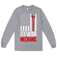 Heather Grey elevator mechanic american flag gift for elevator technician t shirt Long Sleeve Tee - linhVisuals
