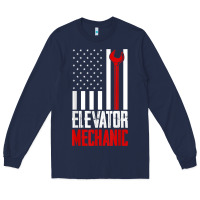 Navy elevator mechanic american flag gift for elevator technician t shirt Long Sleeve Tee - linhVisuals