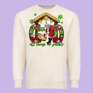 With God All Things Are Possible Santa Baby Jesus Premium Sweatshirt Designed By Jasminsmagicworld