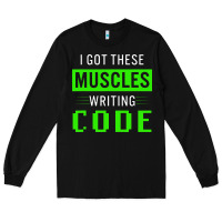 Black funny programmer writing code muscles meme for computer geek Long Sleeve Tee - linhVisuals