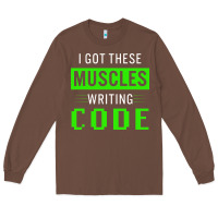 Chestnut funny programmer writing code muscles meme for computer geek Long Sleeve Tee - linhVisuals