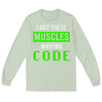 Matcha funny programmer writing code muscles meme for computer geek Long Sleeve Tee - linhVisuals