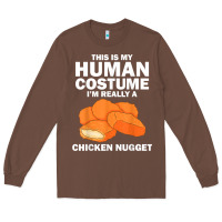 Chestnut funny chicken nugget costume for kids fashion nugget foodie t shirt Long Sleeve Tee - linhVisuals