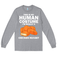 Heather Grey funny chicken nugget costume for kids fashion nugget foodie t shirt Long Sleeve Tee - linhVisuals
