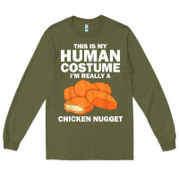 Army Green funny chicken nugget costume for kids fashion nugget foodie t shirt Long Sleeve Tee - linhVisuals