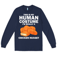 Navy funny chicken nugget costume for kids fashion nugget foodie t shirt Long Sleeve Tee - linhVisuals