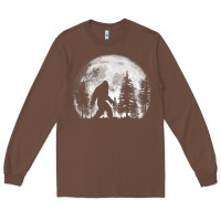 Chestnut bigfoot in the forest hiding at night full moon trees nature t shirt Long Sleeve Tee - linhVisuals