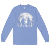 Colony Blue bigfoot in the forest hiding at night full moon trees nature t shirt Long Sleeve Tee - linhVisuals