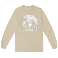 Mushroom bigfoot in the forest hiding at night full moon trees nature t shirt Long Sleeve Tee - linhVisuals