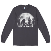Smoke bigfoot in the forest hiding at night full moon trees nature t shirt Long Sleeve Tee - linhVisuals