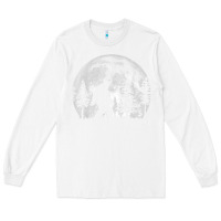 White bigfoot in the forest hiding at night full moon trees nature t shirt Long Sleeve Tee - linhVisuals