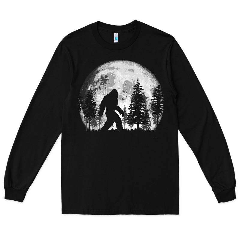 Bigfoot In The Forest Hiding At Night Full Moon Trees Nature T Shirt Long Sleeve Tee by linhVisuals | Teevron