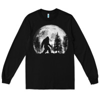 Black bigfoot in the forest hiding at night full moon trees nature t shirt Long Sleeve Tee - linhVisuals