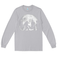 Moon Dust bigfoot in the forest hiding at night full moon trees nature t shirt Long Sleeve Tee - linhVisuals