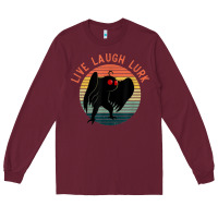 Burgundy mothman live laugh lurk Long Sleeve Tee - linhVisuals