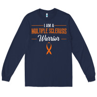 Navy multiple sclerosis warrior autoimmune disease orange ribbon Long Sleeve Tee - linhVisuals